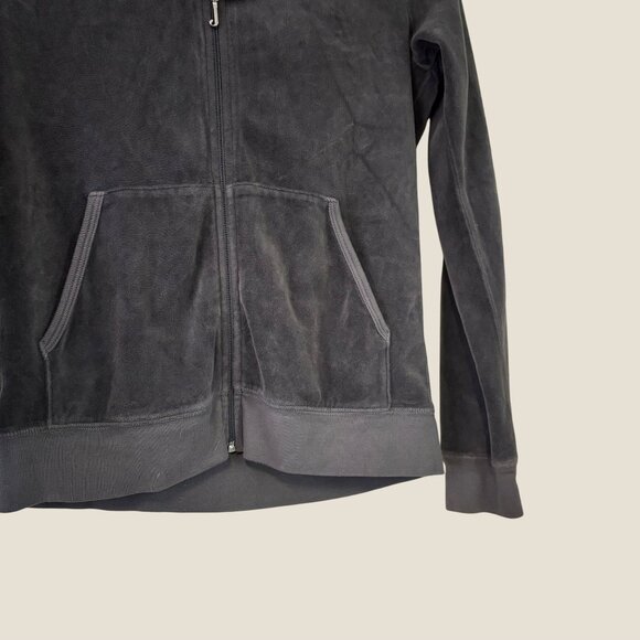 Juicy Couture Vintage Velour Gray Zip Hoodie Y2K J Charm Hooded Size L - Picture 3 of 7